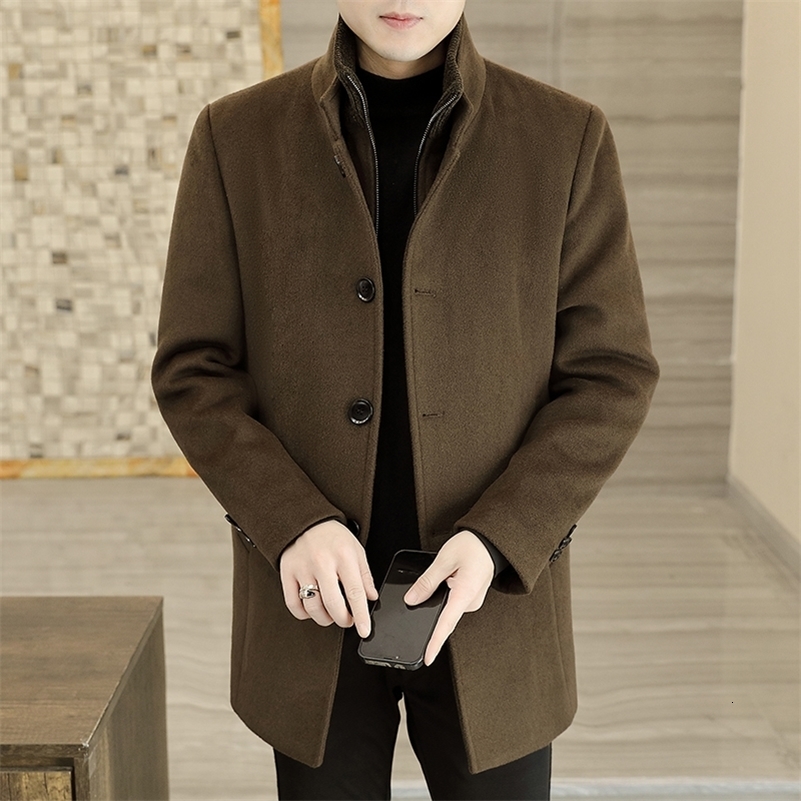 Mens Long Wool Coat High Quality Trendy Fashion Handsome Solid Color Wool Trench Coat with Removable Thickened down Inner Liner 250919