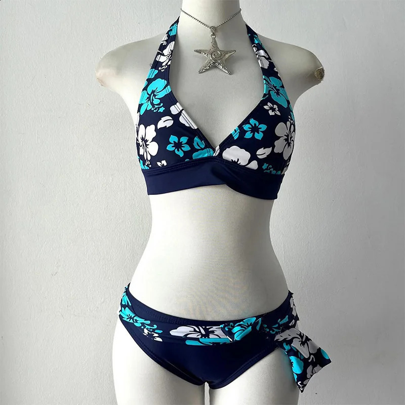 2025 Y2K Summer Outdoor Beach Vacation Style Fresh Fashionable Simple and Sexy Tree Printed Swimming Clothes Bikini Set 250920