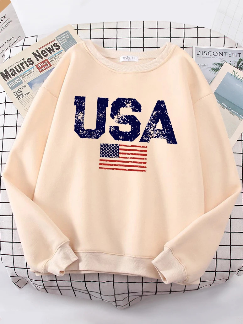 USA Letters American Flag Stars And Stripes Women Hoody Street Oversize Hoodies Personality Warm Hoodie hip hop Soft Clothes 250919