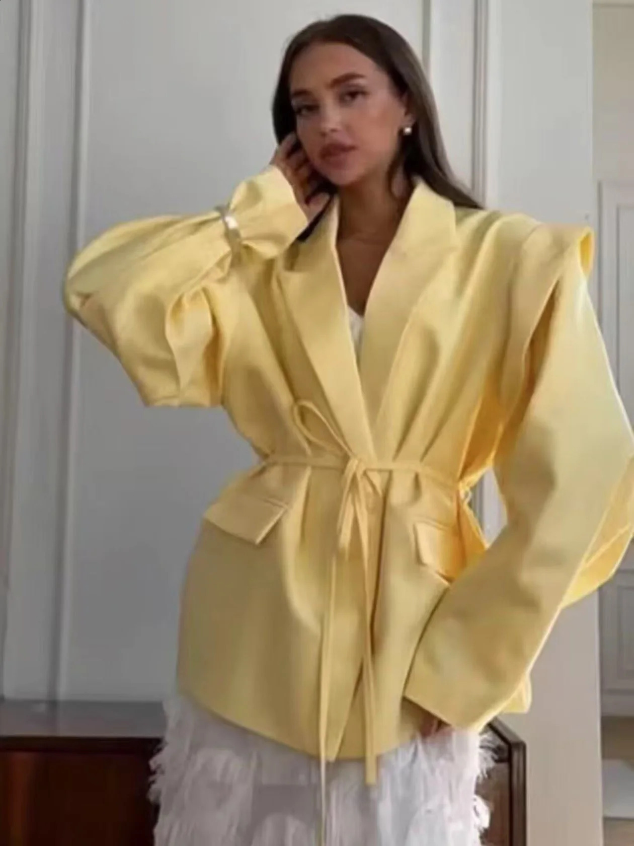 2025 Women Blazer Jacket Womens Loose Turndown Collar Double Breasted Long Sleeve Suit Jackets Casual Female Outerwear Coat 250920