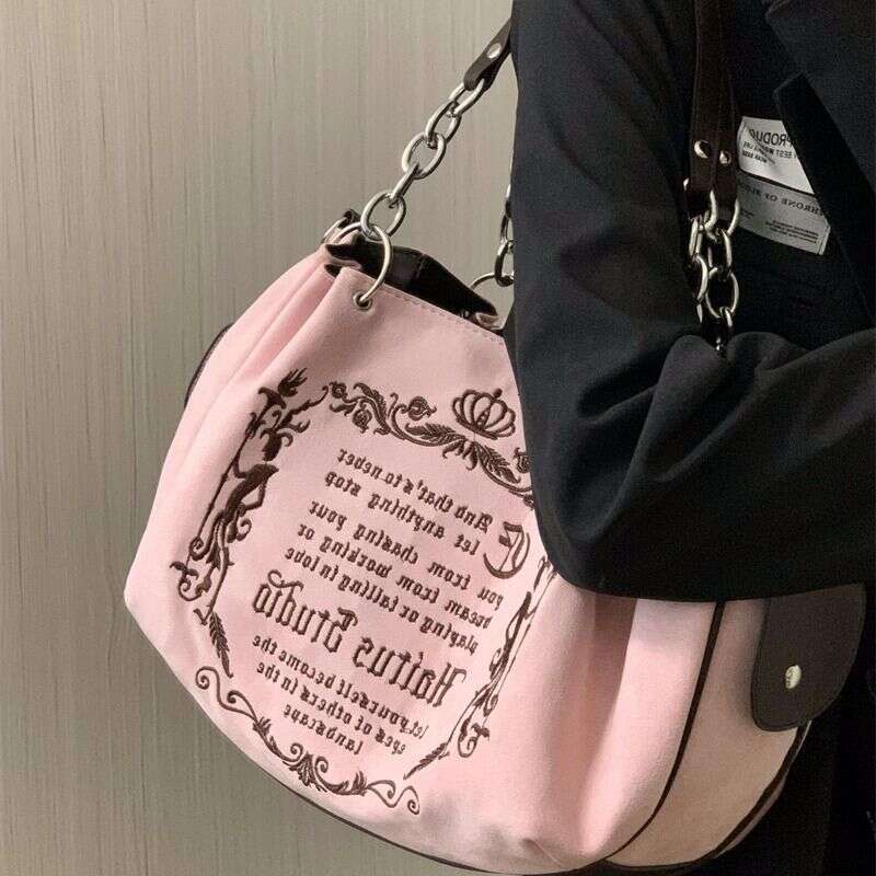 Large Capacity Art Gothic Chain Ladies Handbag 2025 Spring Summer New Fashion Soft Shoulder Crossbody Pumpkin Bag