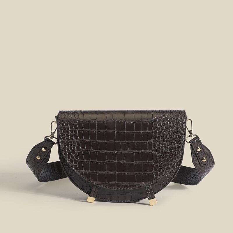 Crocodile Pattern Saddle 2024 New Niche Design High-End Semi Round Fashion One Shoulder Crossbody Women's Bag