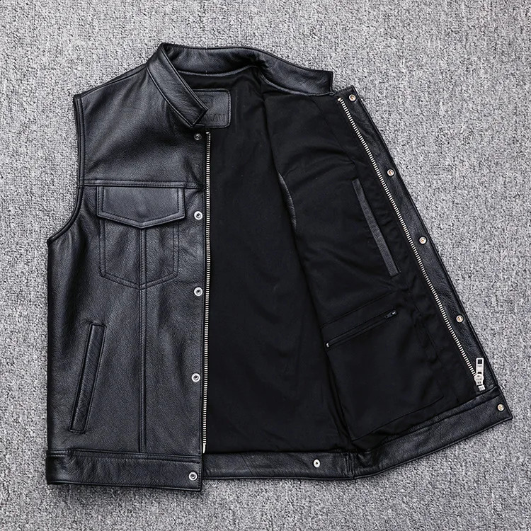 Vest Autumn Winter Motorcycle Biker Mens Leather Faux Waistcoat Zipper Button Casual y250920