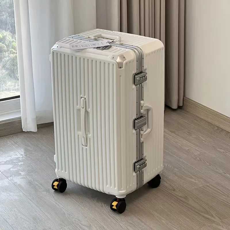Large Capacity Aluminium Frame Suitcase Brake Wheels Multifunctional Trolley Luggage Oversized Travel Bags 303436 inch W250920-image-1076022516