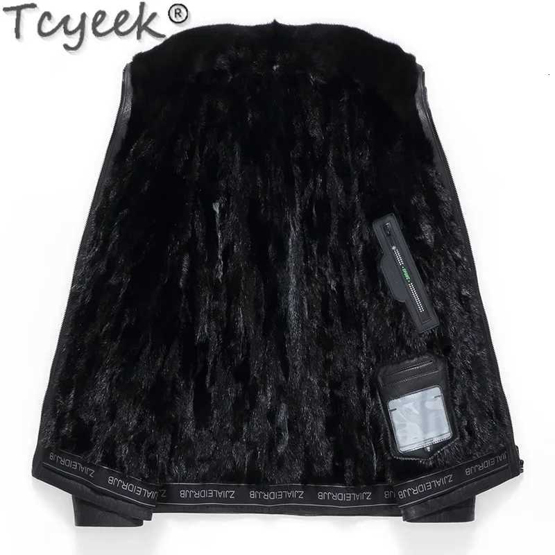 Tcyeek Sheepskin Genuine Leather Jacket Men Business Casual Real Fur Coat Winter Jackets 2024 Warm Mink Fur Coat Mens Clothing W250920