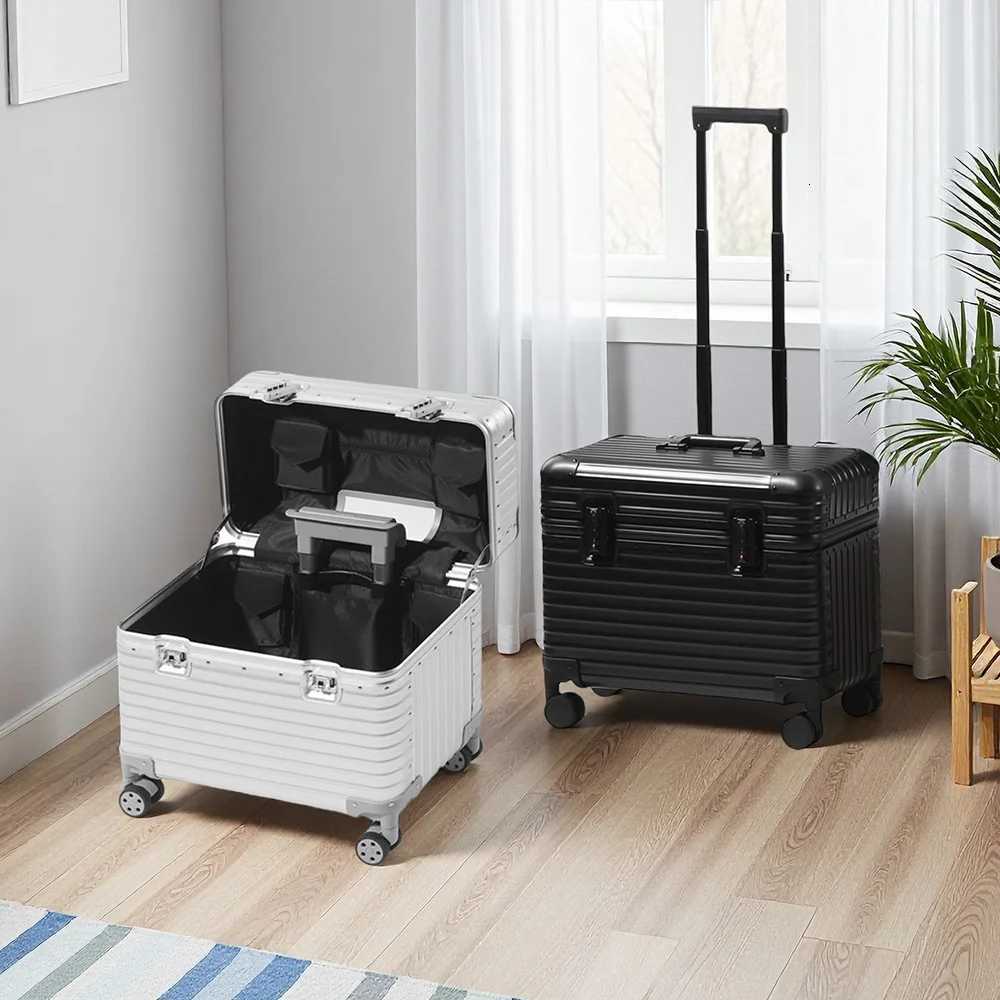 OpenCovered Suitcase AllAluminumMagnesium Alloy Frame Luggage Universal Wheel TSA Customs Password Lock Business Travel Case W250920-image-1076020427