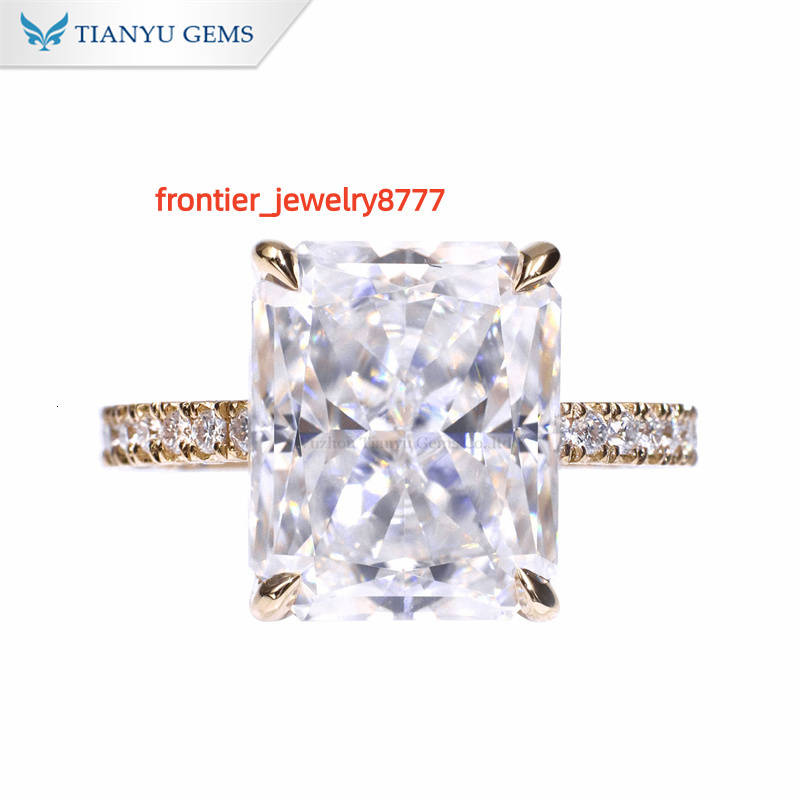 Tianyu Gems 5ct Radiant Crushed Ice Cut Moissanite Engagement Rings New Design 911mm Solid Yellow Gold 10k 14k 18k Wedding Gift