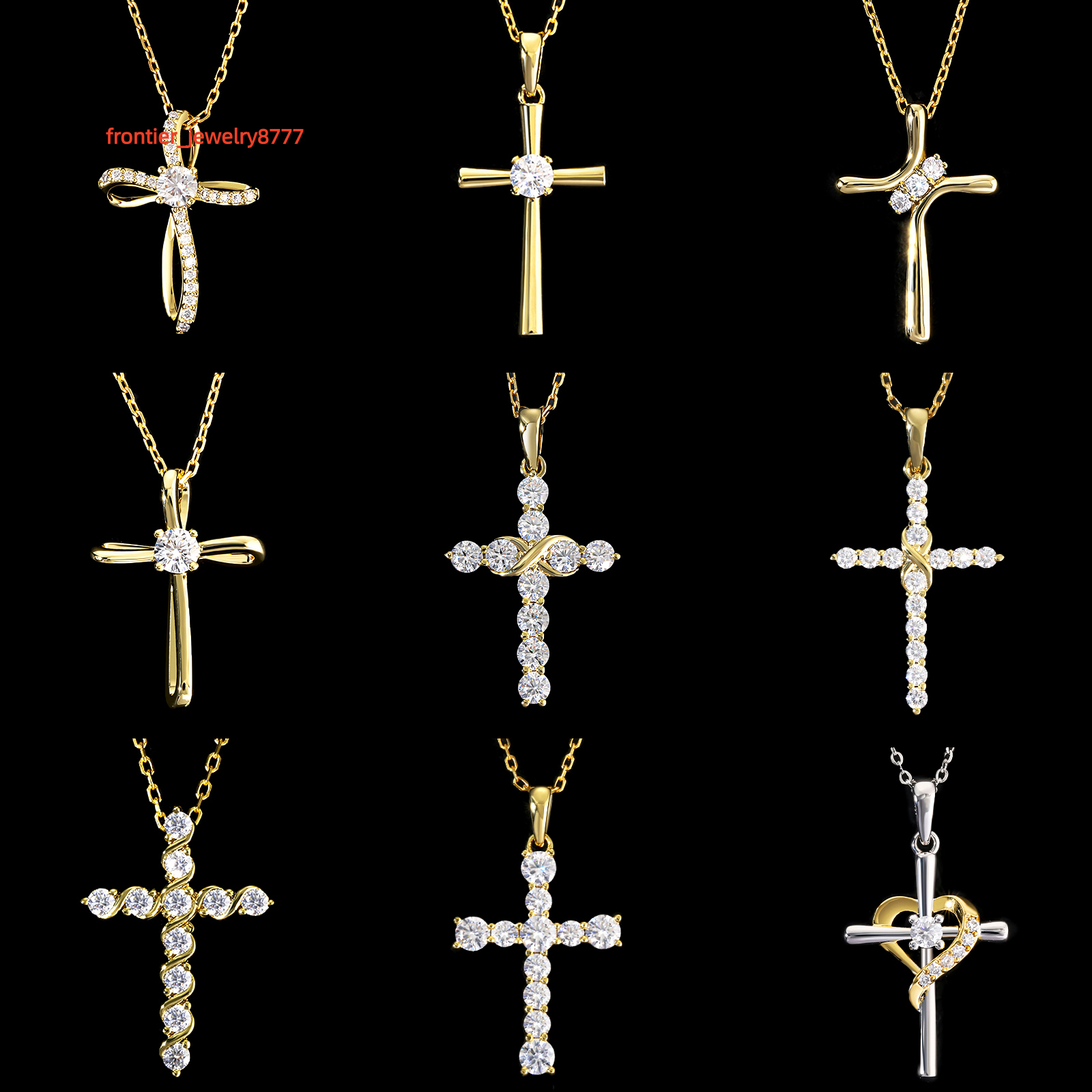 Cross Jesus Charm S925 Wholesale 925 Sterling Silver Pendant Moissanite VVS 14K Gold Plated Christian Reiligous Jewelry Necklace