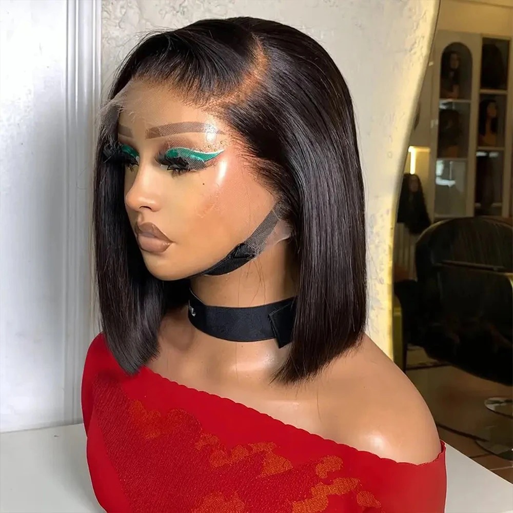 Perruque sans glue coiffure humaine Bob Bob Wigs 13x6 Perruques frontales en dentelle transparente 250% de densité précoce perruque droite pour l