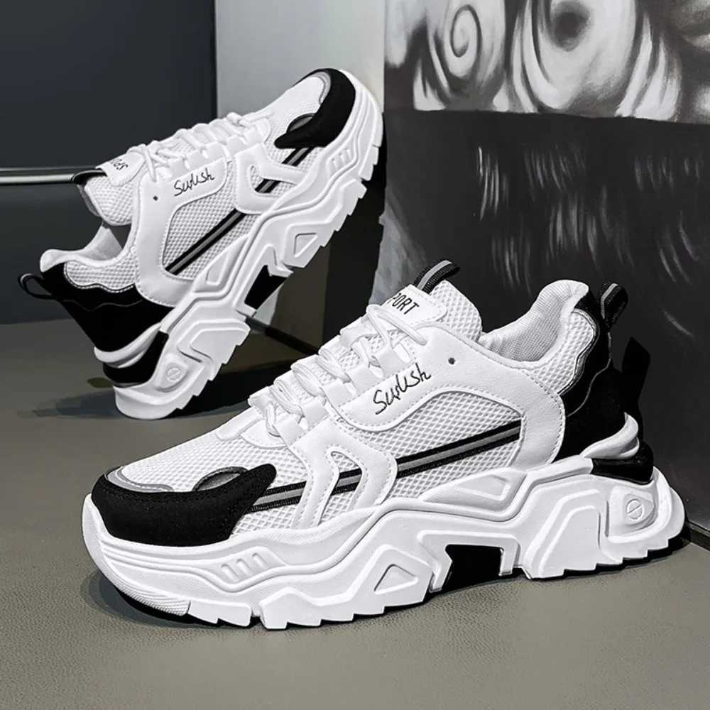 New Fashion Mens Thick Sole Platform Sneakers Breathable Mesh Lightweight Low Top Dad Shoes Casual Sports Walking Shoes W250920