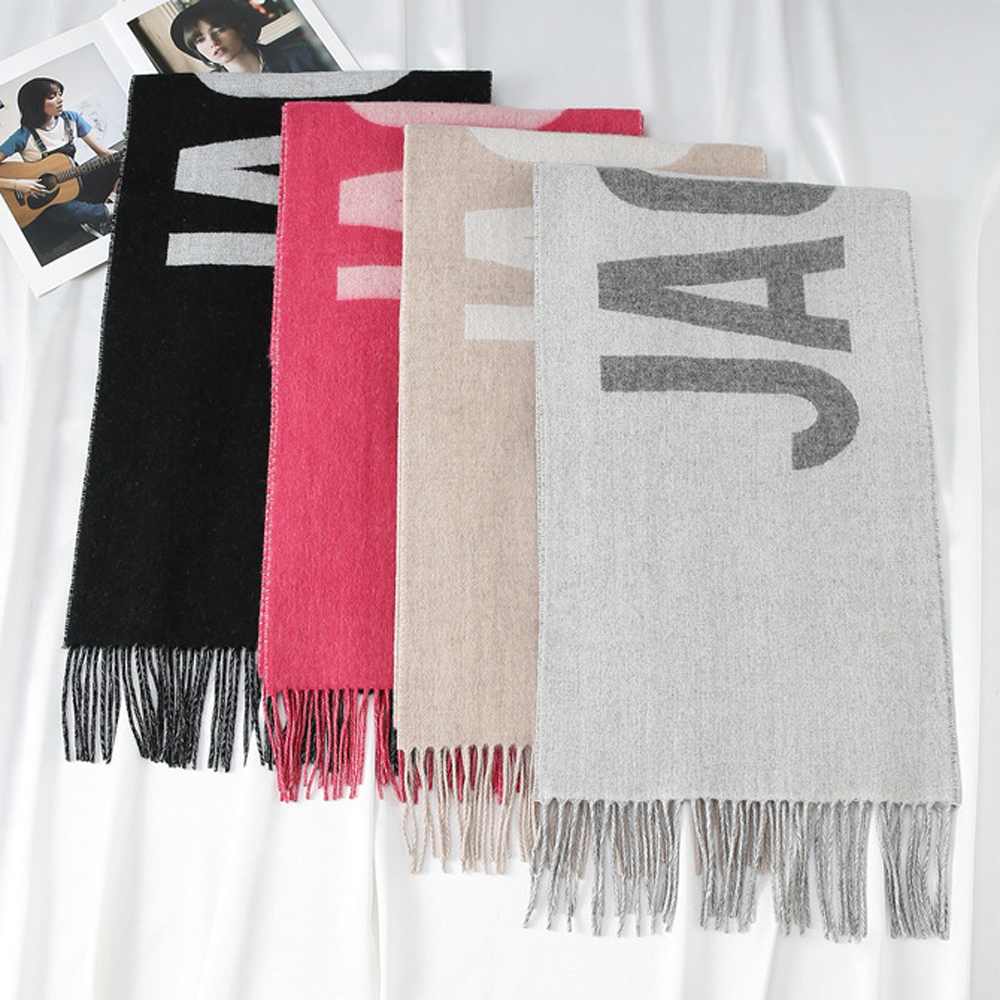 High quality Wool fringe scarf Designer scarf Woman Solid color yarn 100% Virgin wool Thickened Warm Fashion Scarf Autumn Winter Wool Black Grey