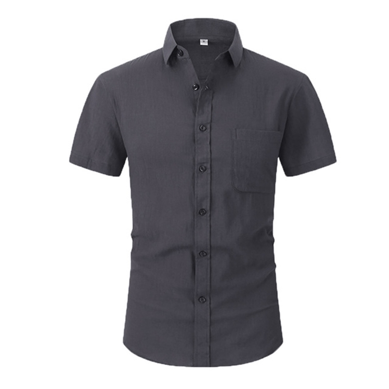 Coton Ligne Mens ShortSleeved Shirts Summer Color Couleur Collier Collier de plage décontractée Place Plus taille Y250919