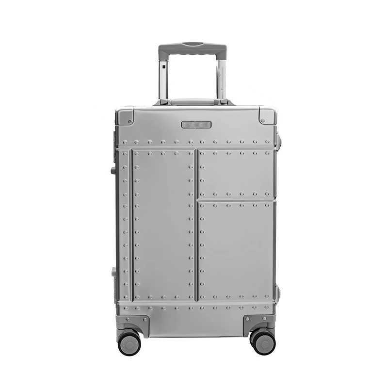 Stylish AllAluminumMagnesium Alloy Luggage Silent Universal Wheel TSA Combination Lock Can Board Business Unisex Suitcase 50L W250920-image-1076020328