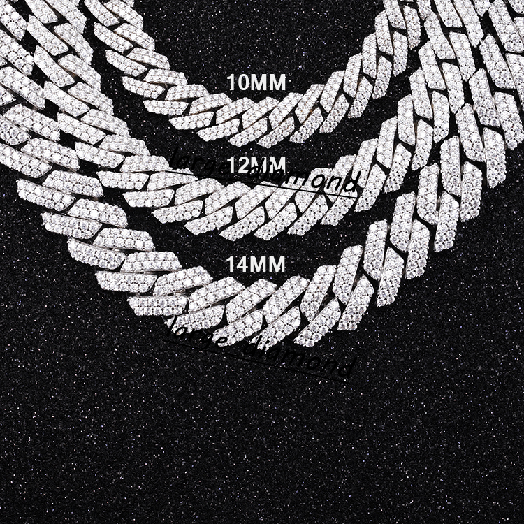High Quality 10mm 12mm 13mm 14mm 15mm Heavy Cuban Chain Custom Hip Hop Iced Out Jewelry Moissanite Diamond 925 Cuban Link Chain