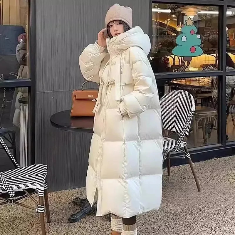 Black Winter Coat 2025 Womens Thick Cotton Parka Jacket Korean Oversized Loose Hooded Coats Female Casual Long Overcoat 250917