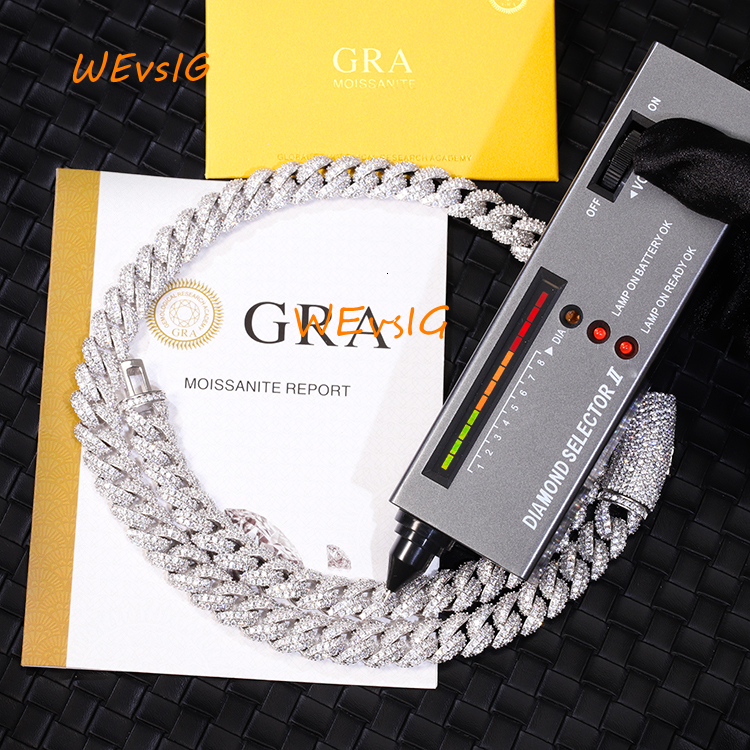 Yu Ying Sterling Silver GRA Moissanite Vvs Diamond Iced Out Necklace Miami Mens Cuban Link Chain for Hiphop Rapper Life