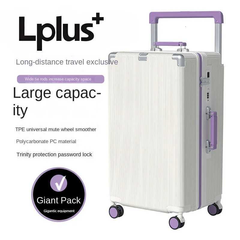 Wide Trolley Luggage Lightweight PC Quality Colour Blocking Trolley Case 20 inch Boarding Box 242628 inch Suitcase W250920-image-1076020017