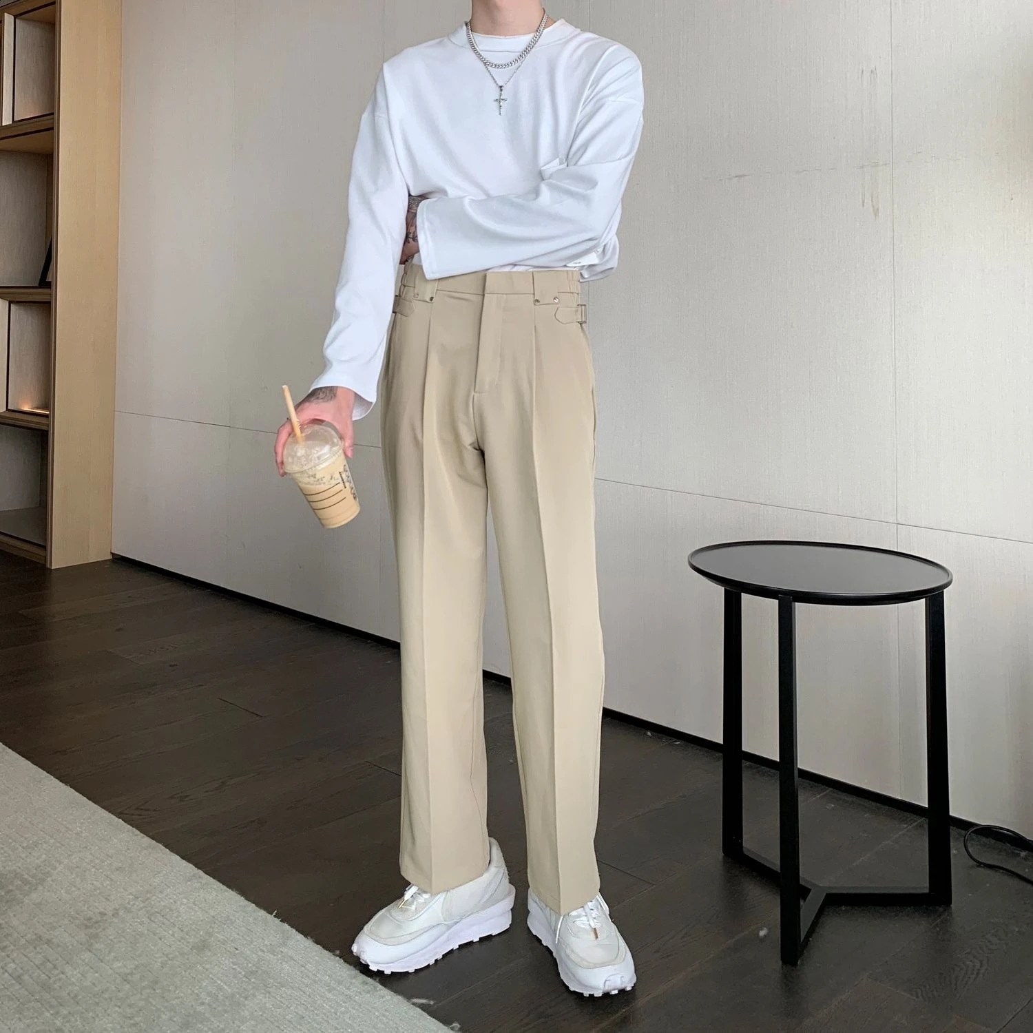 High Waist Baggy Straight Fluid Suit Trousers for Men Antiwrinkle Work Wear Formal Thin Casual Fashion Man Suits Pants 250919