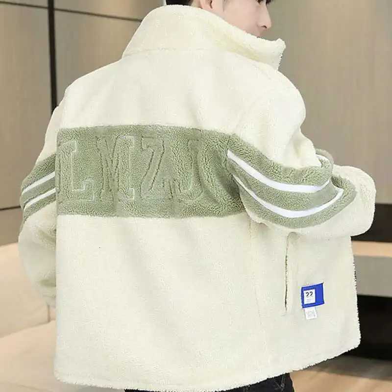 Winter Contrast Stitching Plush Thick Coat Men Korean Fur Coat Faux Leather Jacket Men Fur Coat Jaqueta De Couro Masculina W250920