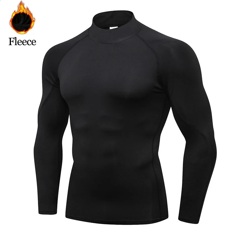 Winter T Shirt For Men Long Sleeve Tshirts Turtleneck Thermal Underwear High Quality Soft Thin fleece keep warm Homme 250920