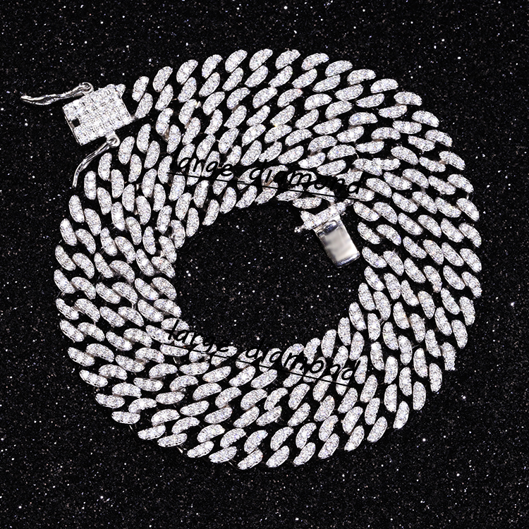 Prêt à expédier des liens soudés à une ligne à 6 mm à une chaîne cubaine S925 Silver avec un collier hip hop brillant Moisanite pour hommes bijou