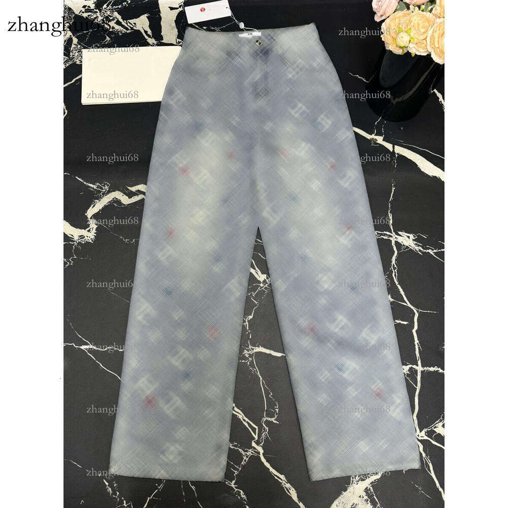 Women's Jeans Designer High-Quality Vintage Style Classic Long Pants Printed Pattern Straight Design Suitable for Women's Daily Wear Light