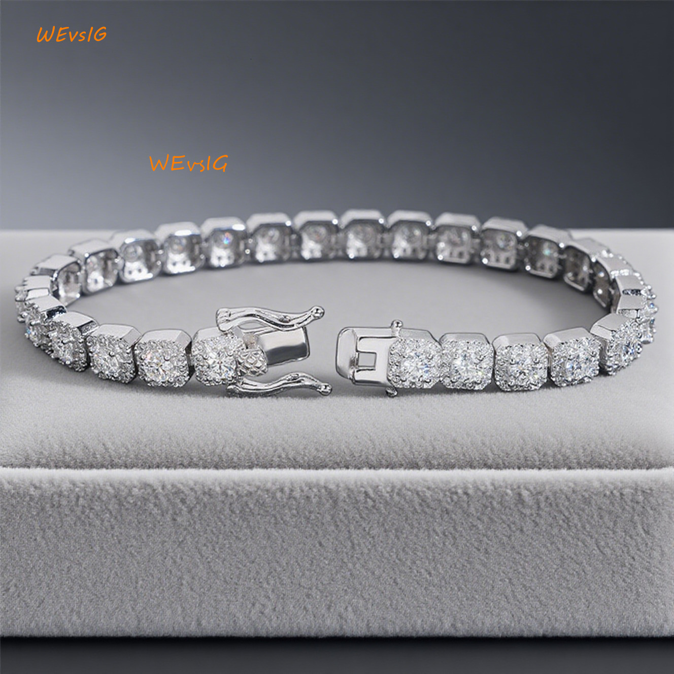 Custom Hip Hop 925 Sterling Silver Pass Diamond Test VVS Moissanite Iced Out Cluster Chain Link Bracelet Fine Jewelry Men Women