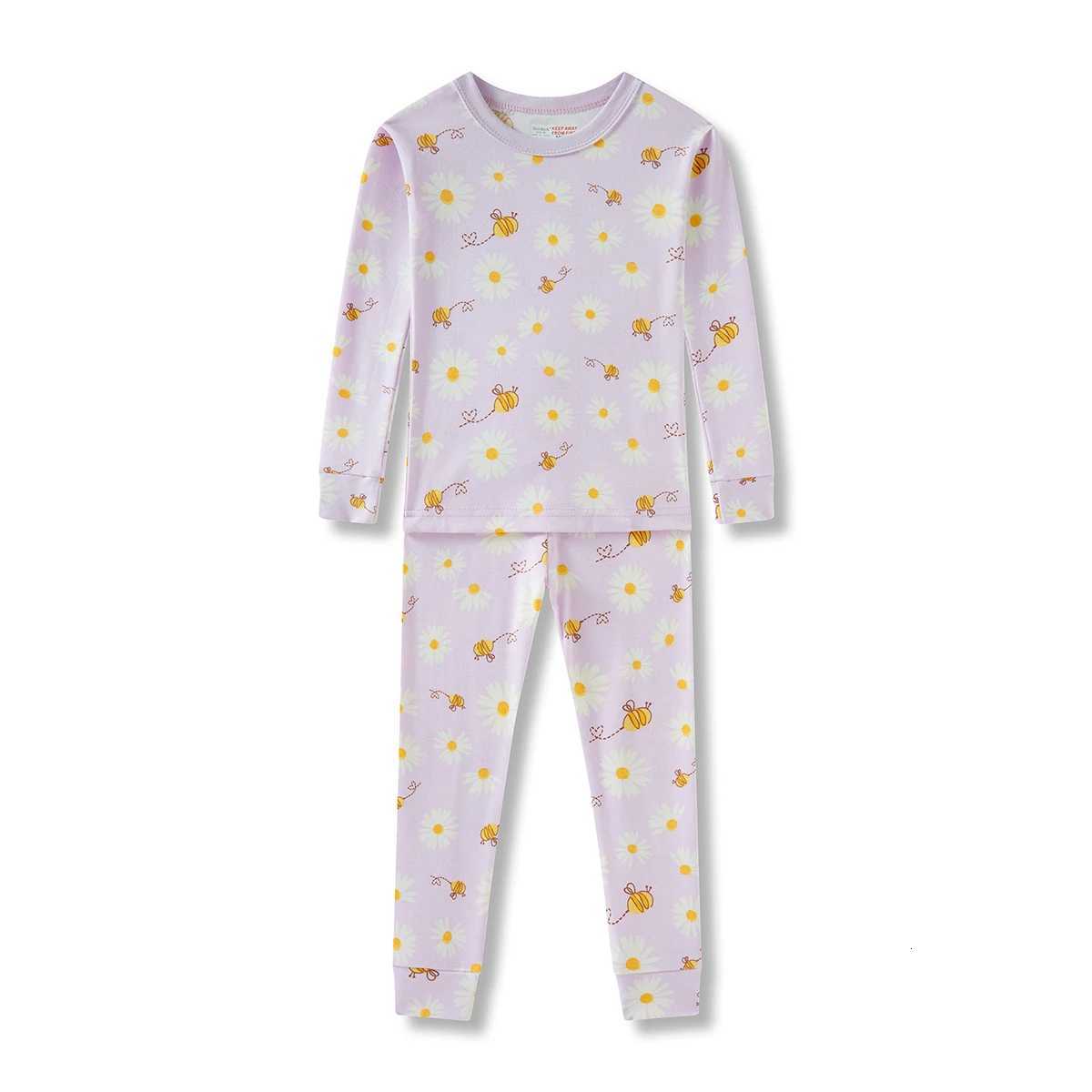 Populardaisy Girls Pyjama Set 28y Pink Pure Cotton Stretch Sleepy Sleepwear Flower Pjs Long Manche à manches HomeAircon 4 saisons x250920