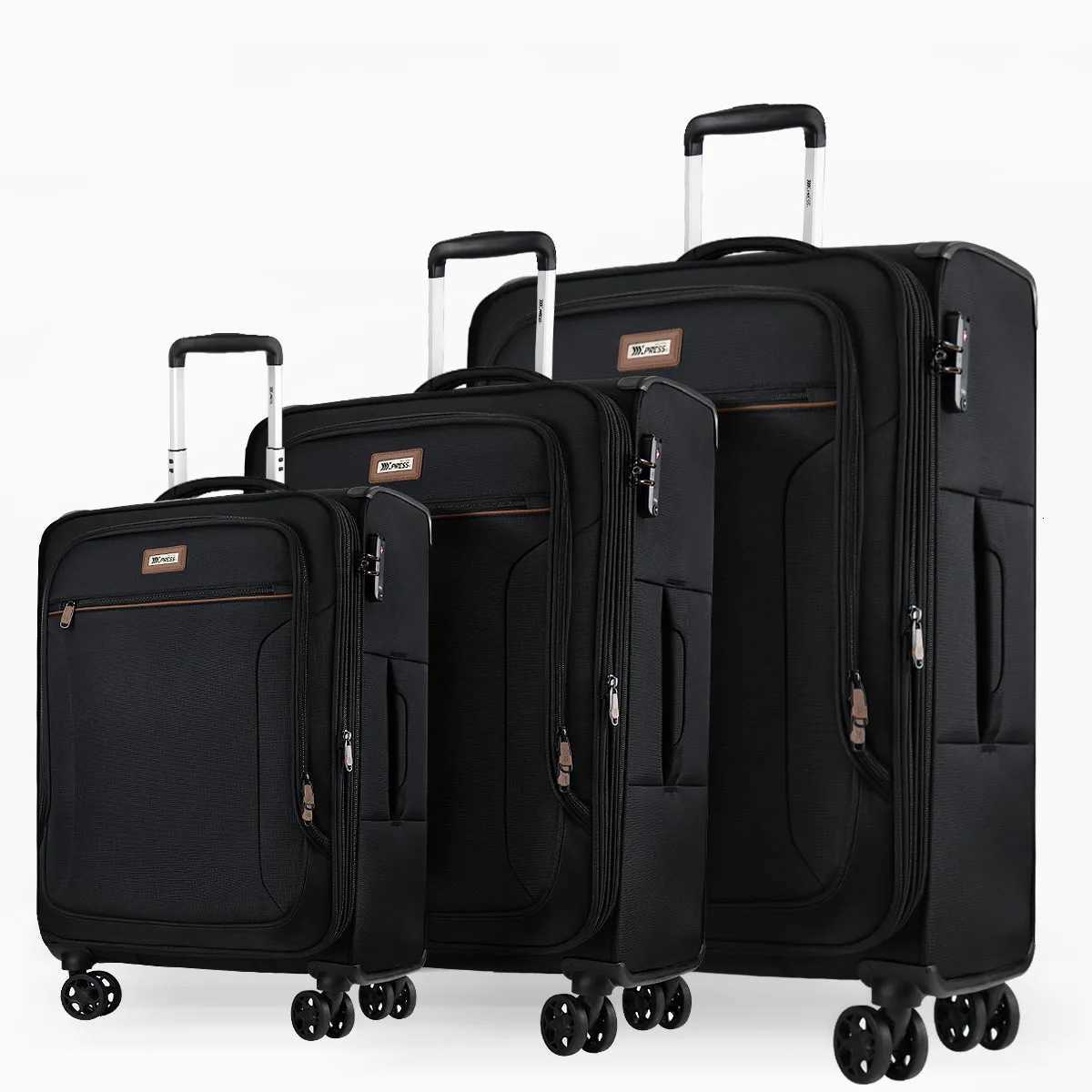 Softside Luggage Expandable 3 Piece Set Suitcase with Spinner Wheels TSA Lock Softshell Lightweight Luggage Set for Traveling W250920-image-1076020295