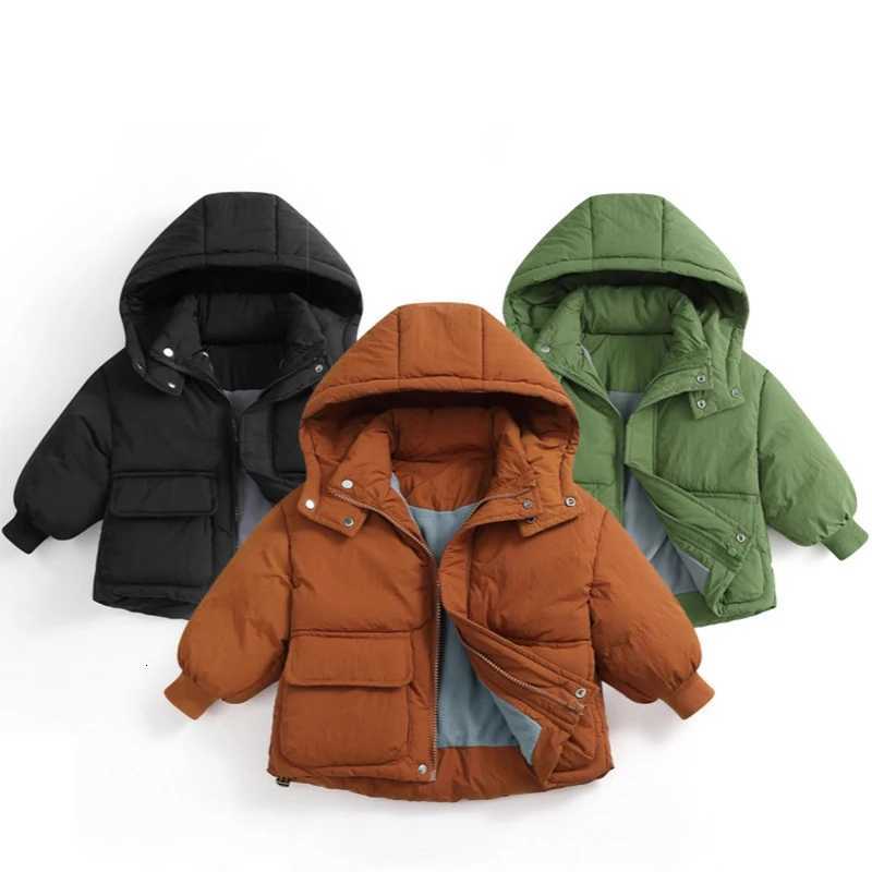Baby Boys Girls Down Jacket 2025 Winter Toddler Kids Solid Color Thicken Cotton Padded Thermal Hooded Coat Children Clothes 26Y X250920