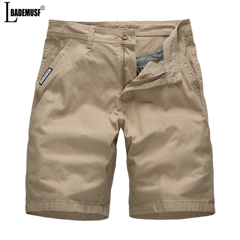 Summer Men Solid Color Leisure Fashion Cargo Shorts Comfort Simplicity 100 Pure Cotton Large Pocket Short Trousers 250920