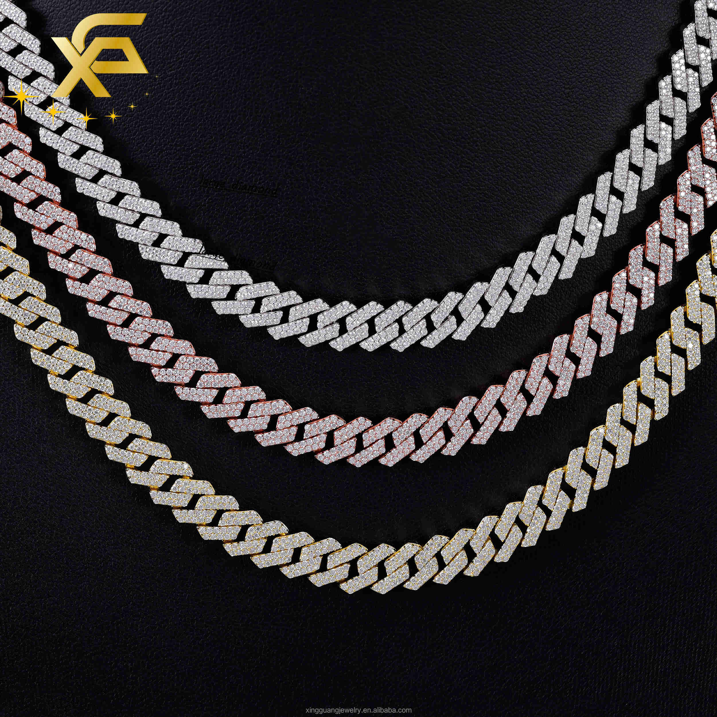Fine Jewelry 2Rows Style 8MM Hip Hop Cuban Link Chains Solid 925 Silver VVS Moissanite Chains for Men Women Necklace