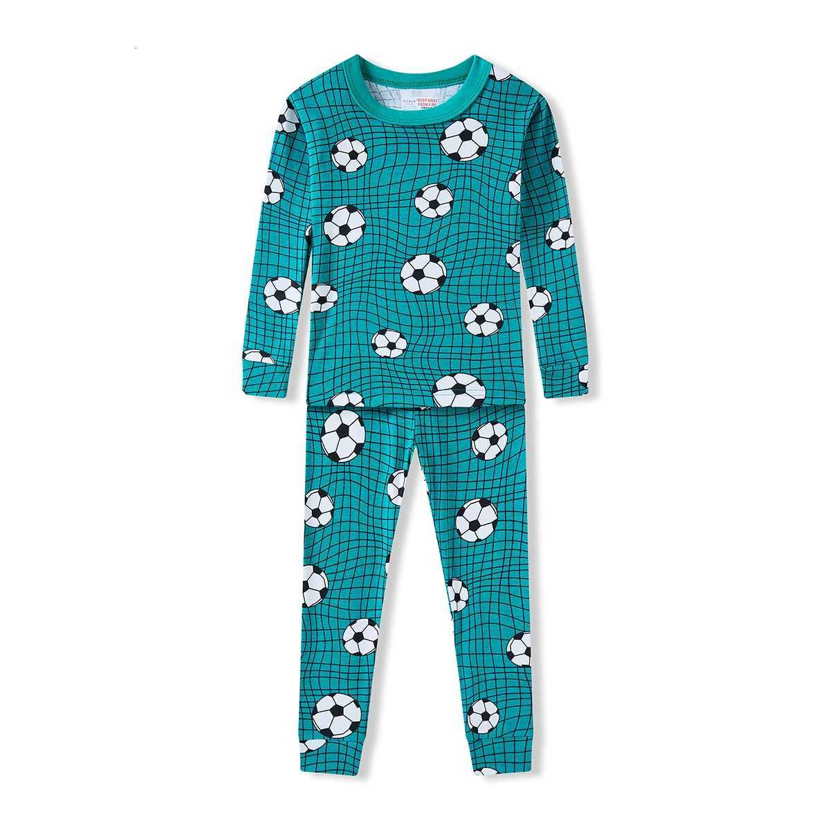 Pyjama en coton sur le thème du football Set pour les garçons 28 ans à manches longues à manches longues pour enfants salon vert respirant