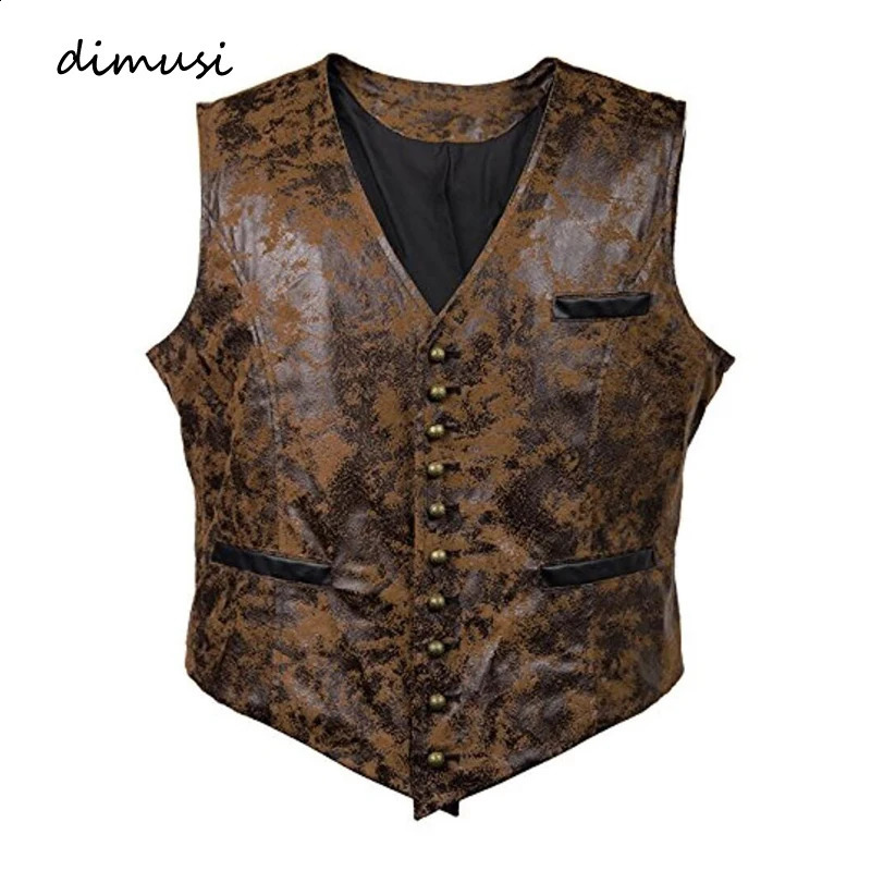 DIMUSI Autumn Winter Mens Suede Vest Vintage Casual Male VNeck Leather Sleeveless Jacket Men Retro Tooling Waistcoats Clothing 250920