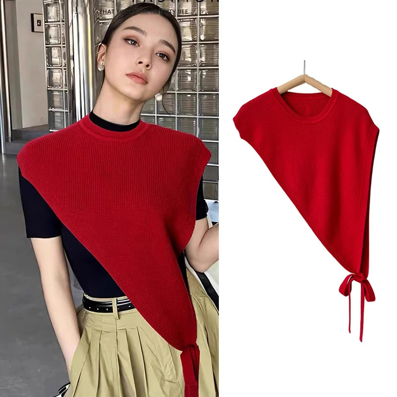 2025 Spring and Summer Fashion Versatile Womens Skew Triangle Shawl Women Match Coat Woolen Knitted Pullover Slit Cape 250920