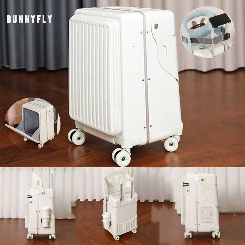 BunnyFly Kid Mom Suitcase with Seat for Children Can Sit To Ride Trolley Luggage Baby Travel Carry Case Multifunction Boardable W250920-image-1076022859