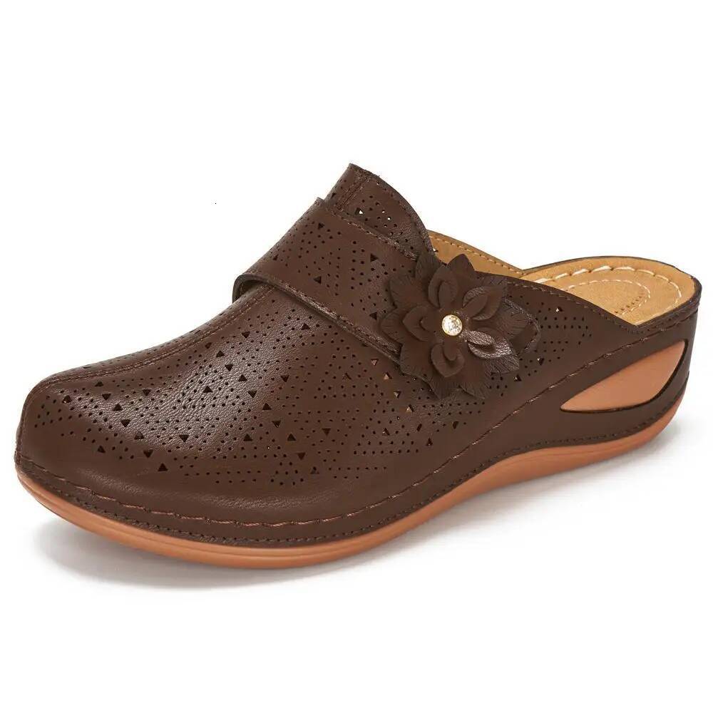 Women Summer Slip On Cutout Slippers Ladies PU Leather Flower Shoes Woman Fashion Casual Platform Female Slipper 2020 New ddmypanda