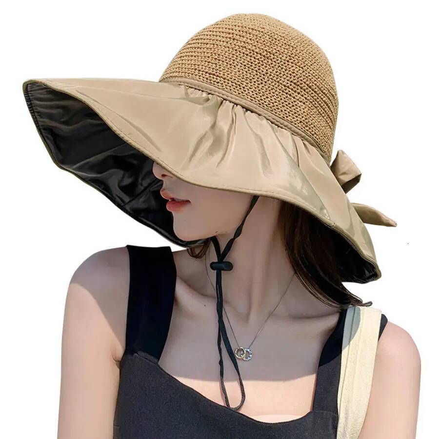 Women Summer Outdoor Sun Protection Wide Brim Foldable Bucket Beach Fold Fisherman Cap Quick Dry Straw Hat ddmythur