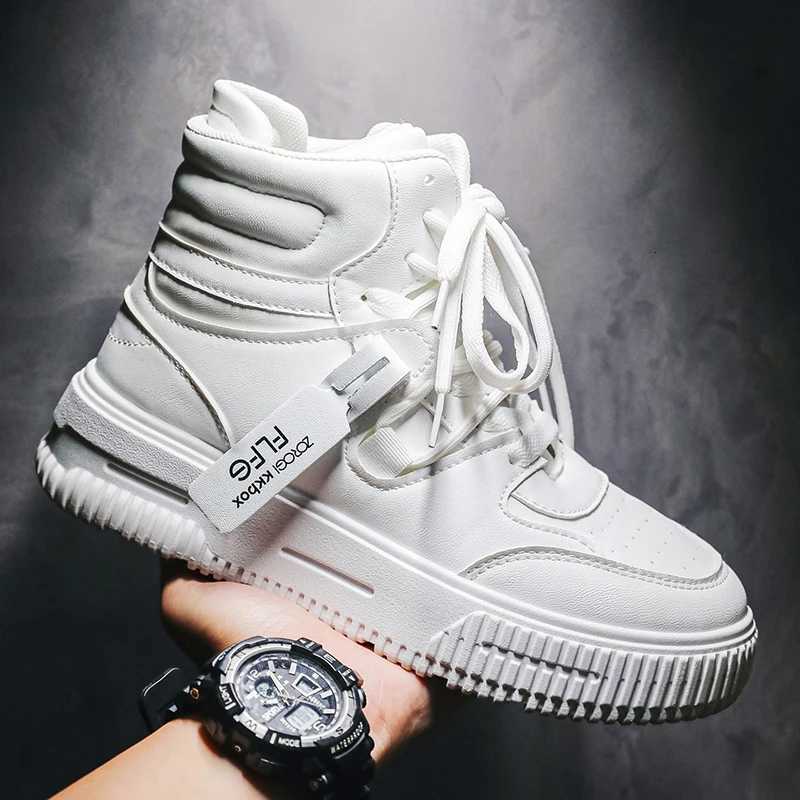 Sneakers de plate-forme pour hommes Lacet Up Simple Design Skateboard Flats Outdoor Running Sports Chaussures Casual High Top pour couple 46 W250