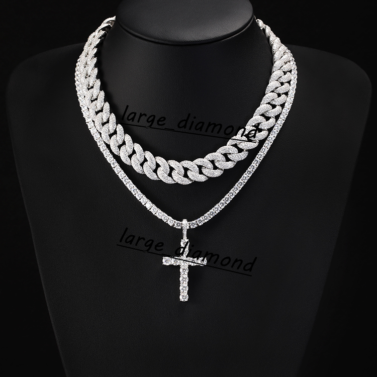 Ready to Ship Hot Sale Moissanite Cross Pendant 3mm 4mm 5mm 925 Silver Pendant D Color Moissanite Pendant for Tennis Chain