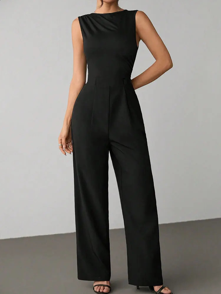 Summer Womens Jumpsuits Streetwear Fashion Tank Sleeve ONeck Casual Slim Rompers Black Sexy Female Off Shoulder 250921
