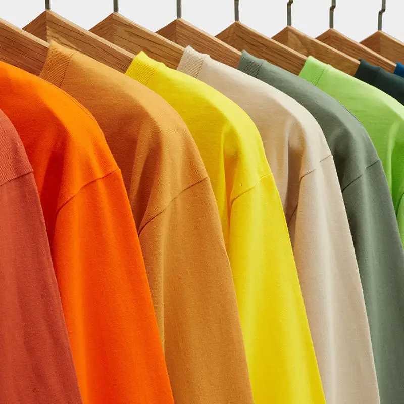 Mens Spring 100 Cotton Long SLeeve Tshirts 250g High Quality Customized Printed Casual Tee Male Embroidered Plain TopsXJ250920