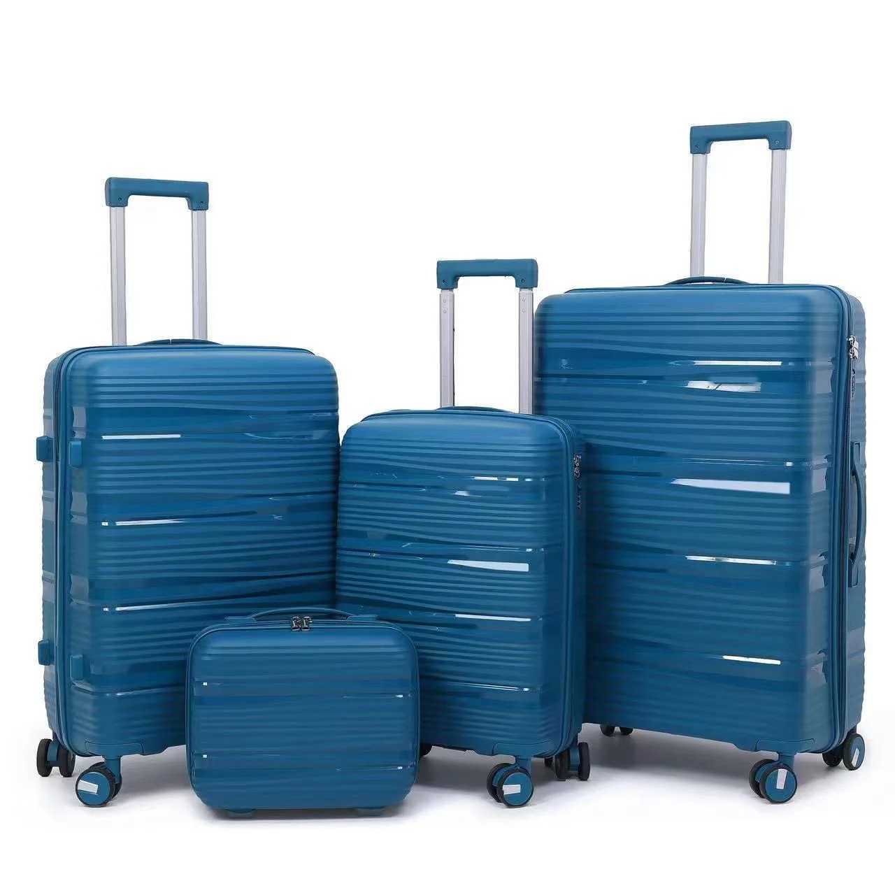 13202428 inches Suitcase Set of 4 Piece Large Capacity Rolling Luggage ExplosionProof Zipper PP Trolley Case W250920-image-1076020207