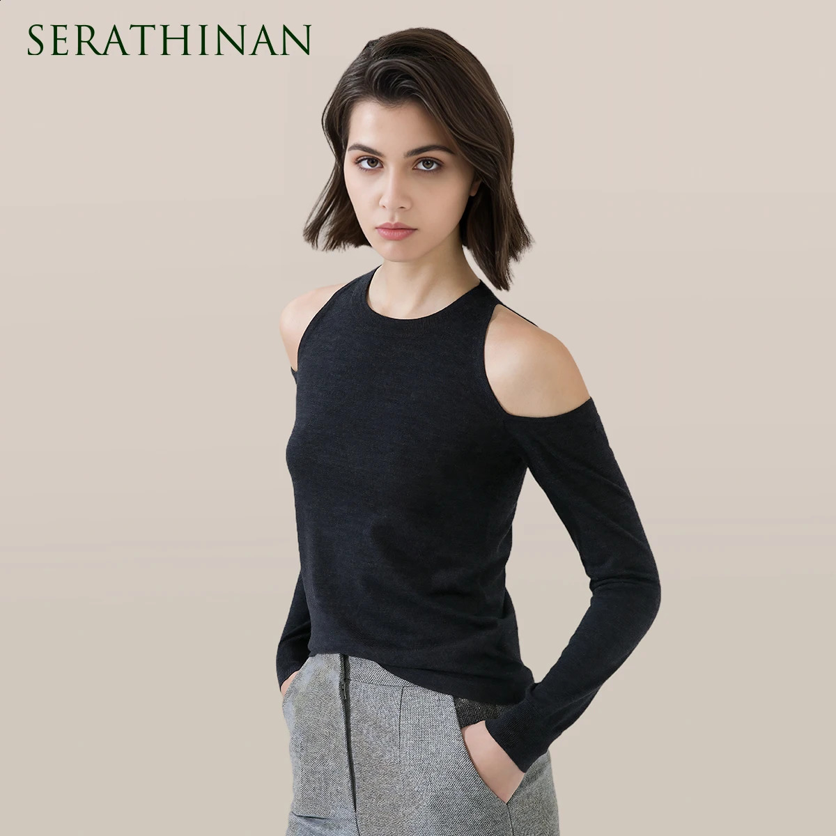 1612 100 Solon de laine sur l'épaule mince Pull pour femmes pour femmes vêtements d'automne vêtements pour femmes 250920