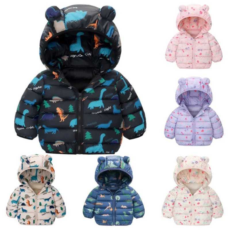 New Kids Boys Hooded Lightweight Jacket Autumn Winter Warm Coats Girls Baby Fashion Cartoon Dinosaur Christmas Gift Outerwear X250920