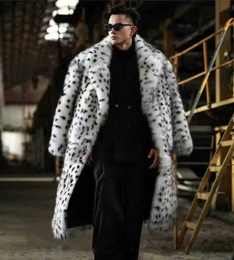 New Leopard Print Fur Integrated Man Coat Imitation Fur Coat Trend Winter Warm Fur Jacket Thicken Mens Overcoat 2024XJ250920