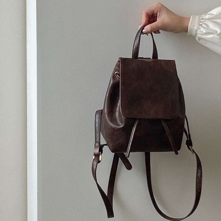 Same Small Brown Backpack For Women's 2024 Spring/Summer New Minimalist And Versatile Single Shoulder Bag