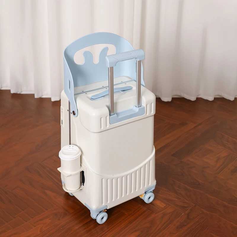2025 New Suitcase with Seat for Children Can Sit on Luggage 20 inch Front Opening Aluminum Frame Boardable Trolley Case W250920-image-1076020459