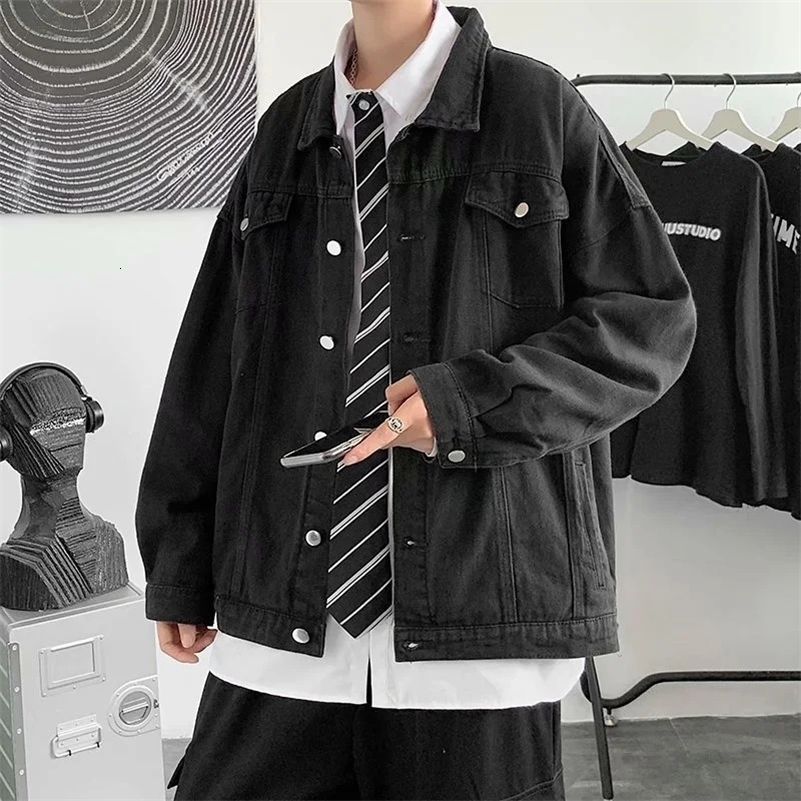 Vestes en jean vert de mode Spring Korean pour hommes Mulgocket Cargo Swear Aesthetic Y2K Streetwear Veste Casual Coats 250919