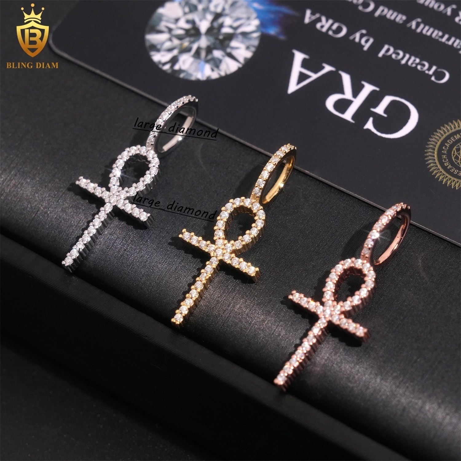 Tester Diamond Pass Fashion Iced Out Luxury 925 STERLING Silver VVS Moisanite Cross Pendant